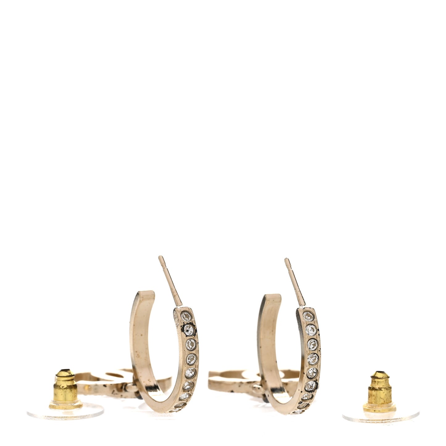 Crystal Lock Symbols CC Hoop Drop Earrings Gold
