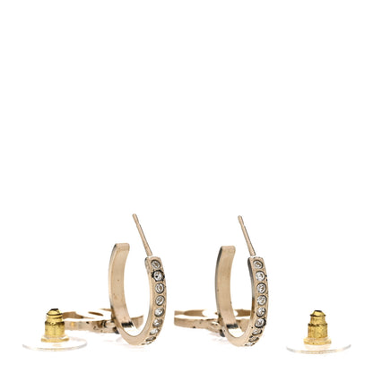 Chanel Crystal Lock Symbols CC Hoop Drop Earrings Gold 3 of 7