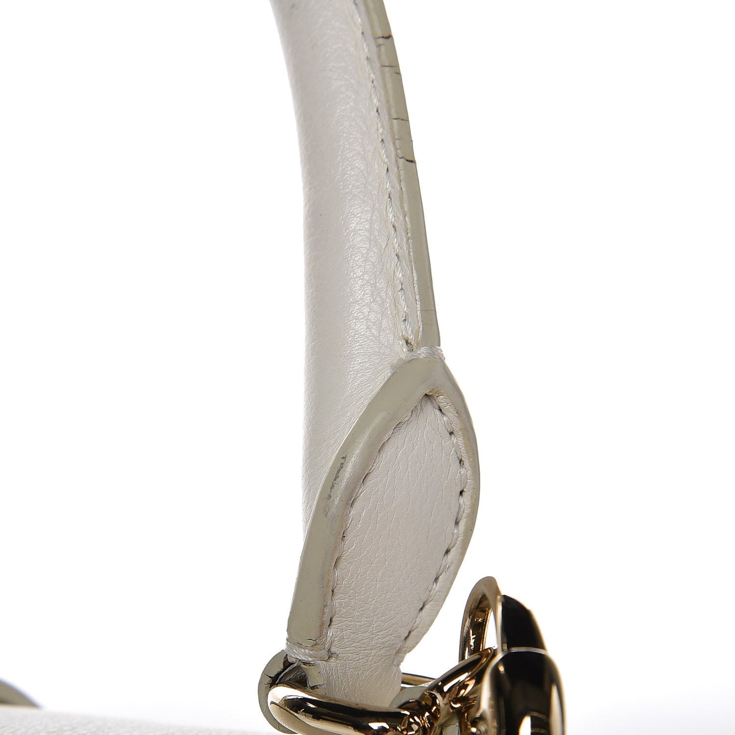 Grained Calfskin Top Handle Flap White