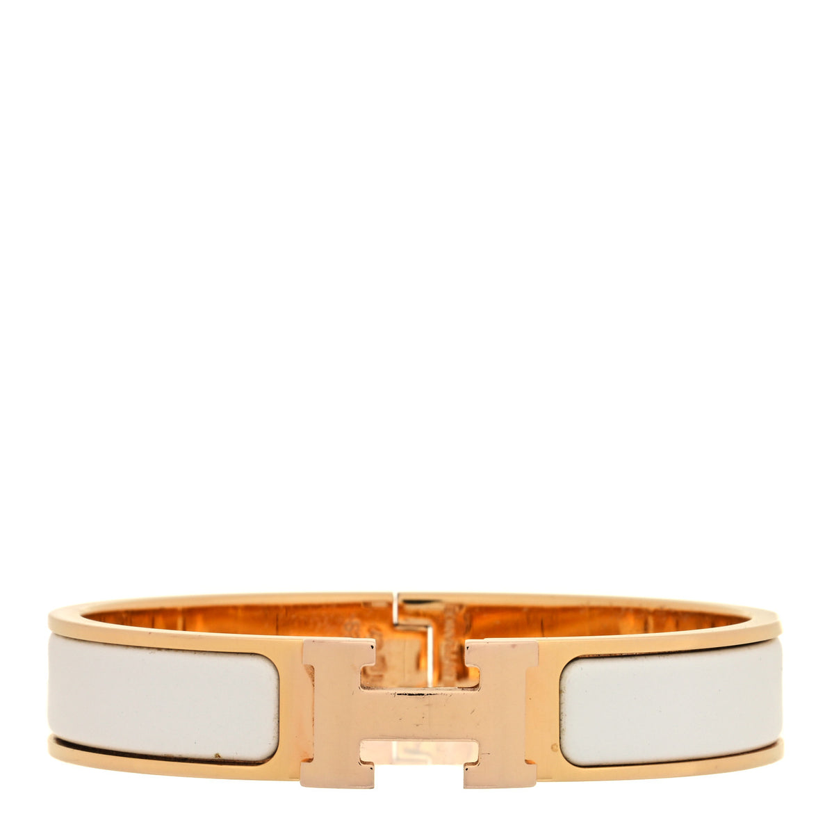 Hermes Enamel Narrow Clic Clac H Bracelet PM White 1 of 4