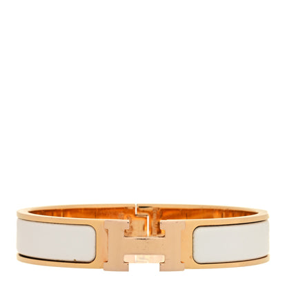 Hermes Enamel Narrow Clic Clac H Bracelet PM White 1 of 4