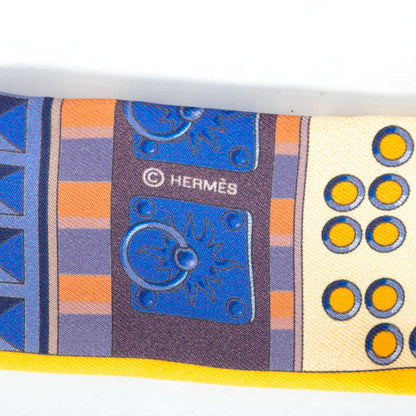 Hermes Silk Colliers De Chiens Twilly Juane Vif Indigo Juane D'or 4 of 6