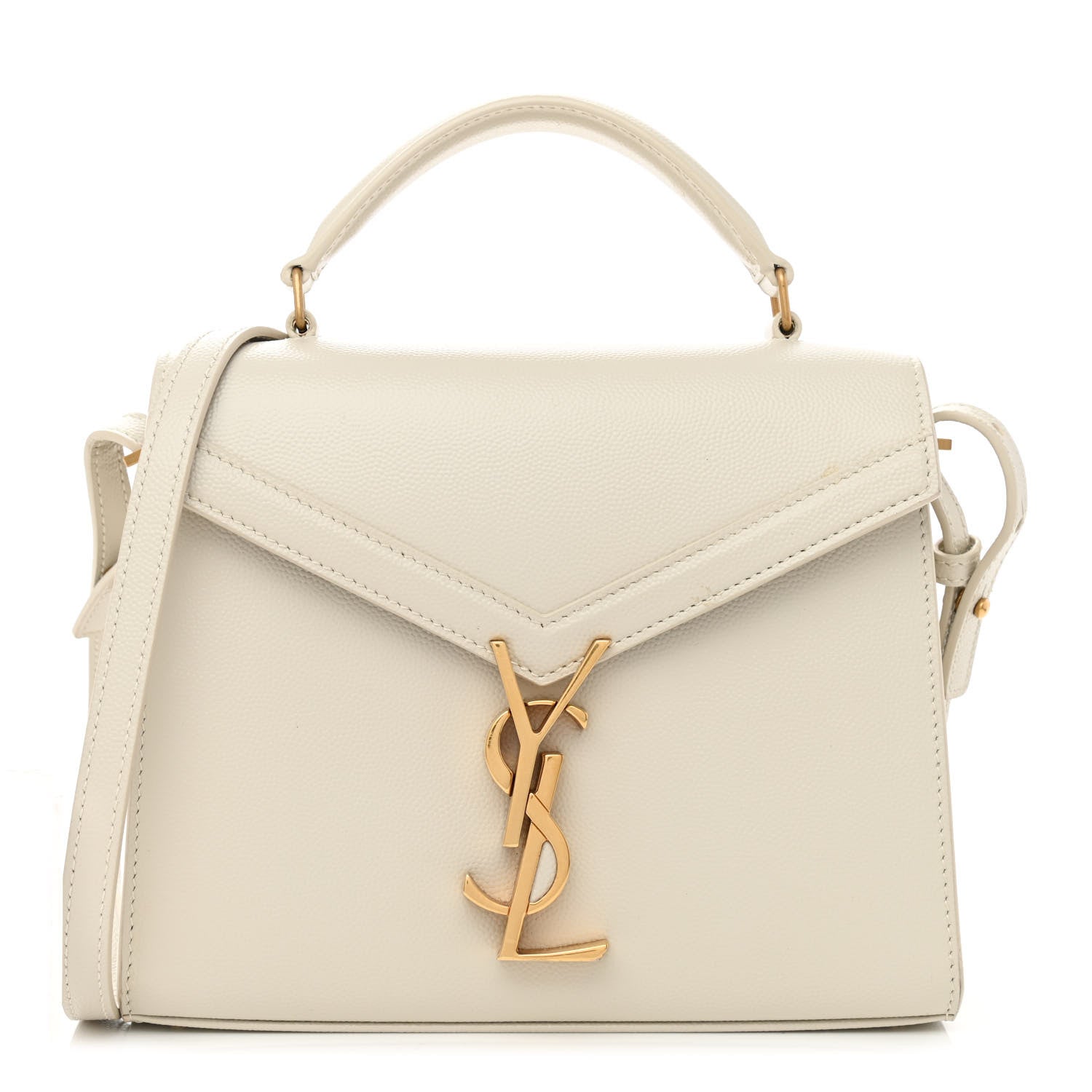 Saint Laurent Grain de Poudre Mini Classic Monogram Cassandra Top Handle Vintage White 1 of 9