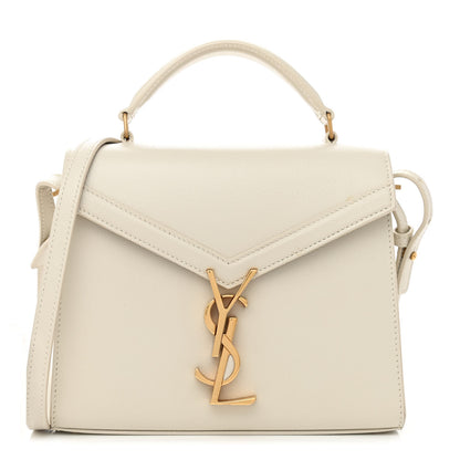 Saint Laurent Grain de Poudre Mini Classic Monogram Cassandra Top Handle Vintage White 1 of 9