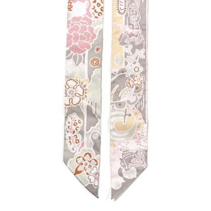 Hermes Silk Bingata Twilly Vieux Rose Vert d'Eau 2 of 4