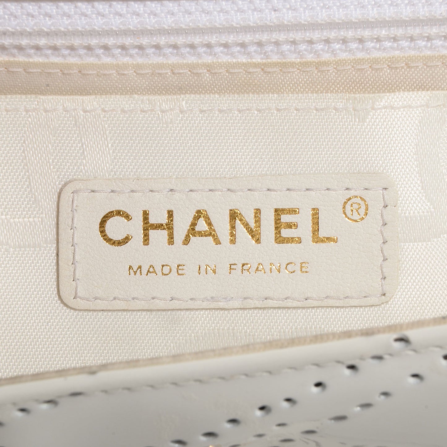 Patent Perforated Camellia Medium Single Flap White