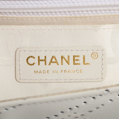 Chanel Patent Perforated Camellia Medium Single Flap White 8 of 9