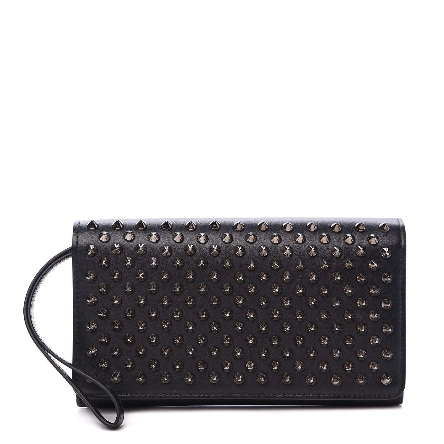 Christian Louboutin Calfskin Spikes Boudoir Wristlet Black 1 of 7