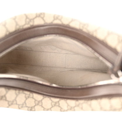 Gucci GG Supreme Monogram Textured Calfskin Web Large Attache Shoulder Bag Beige Ebony New Acero 5 of 10