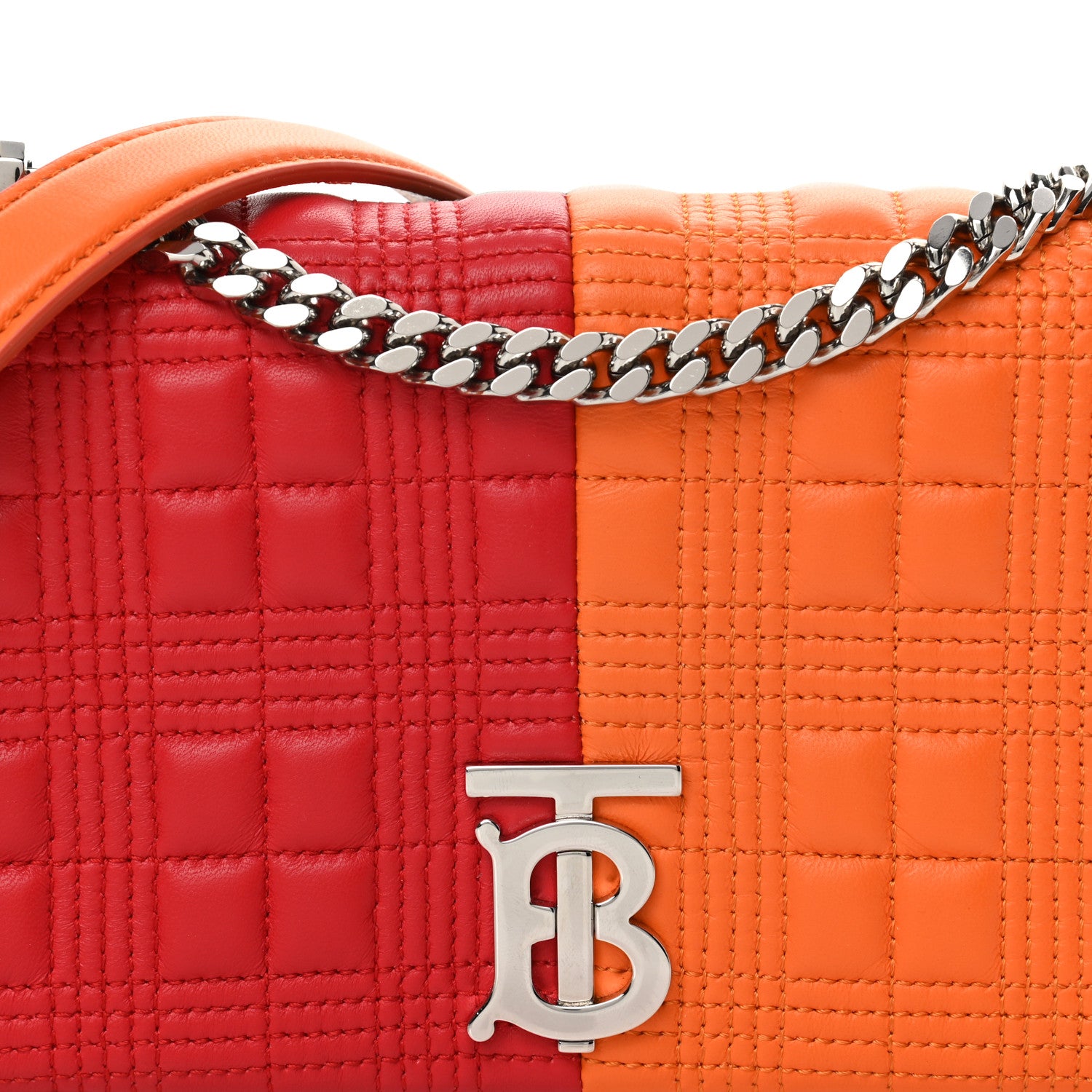 Burberry Lambskin Quilted Small Lola Bag Bright Red Orange 8 of 11