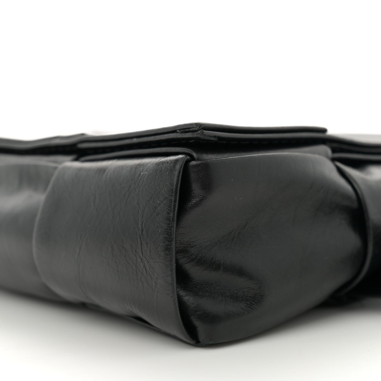 Paper Calfskin Intreccio Cassette Belt Bag Black