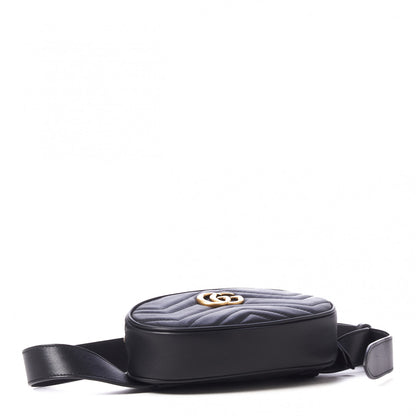 Gucci Calfskin Matelasse GG Marmont Belt Bag 85 34 Black 4 of 9