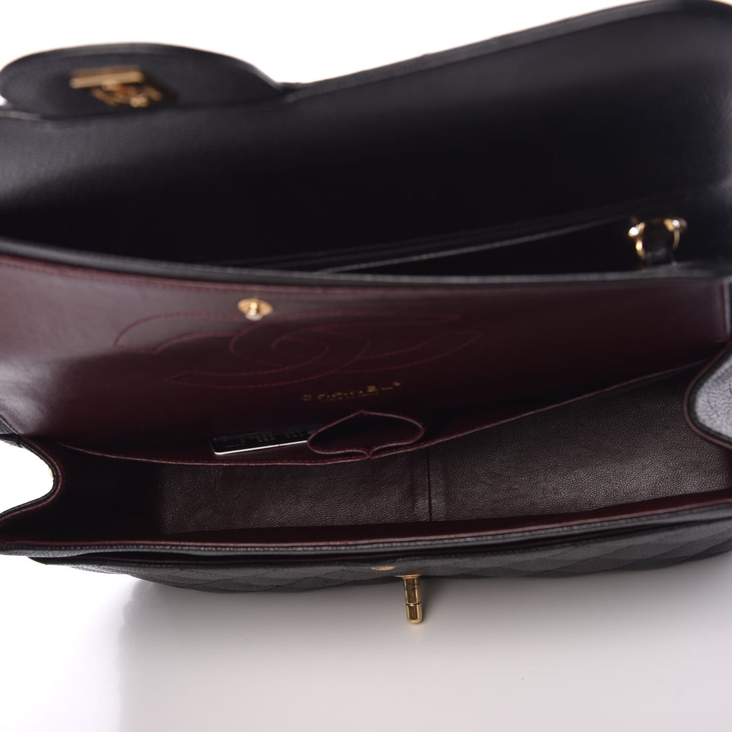 Caviar Quilted Jumbo Double Flap Black