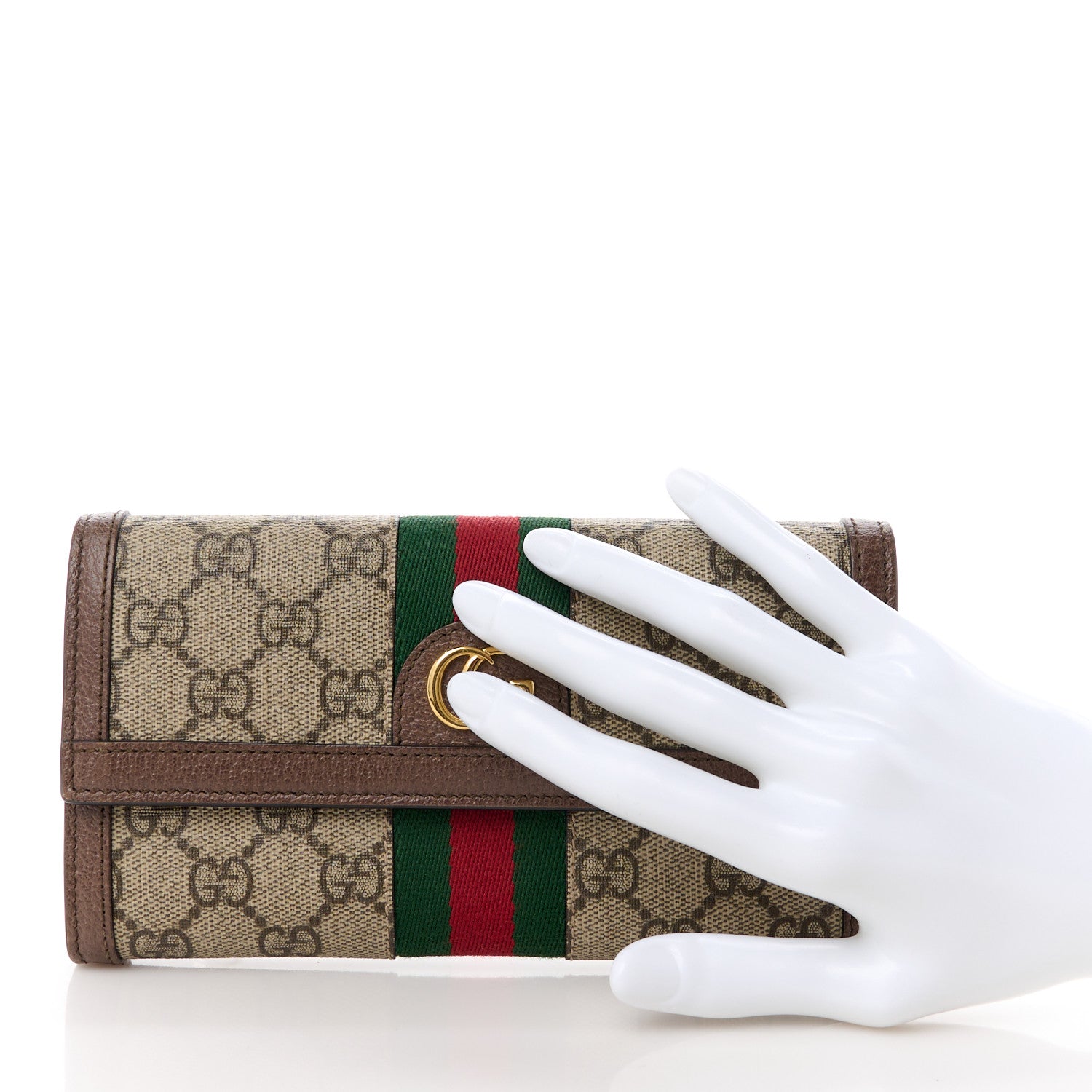 Gucci GG Supreme Monogram Web Ophidia Continental Wallet Brown 2 of 13