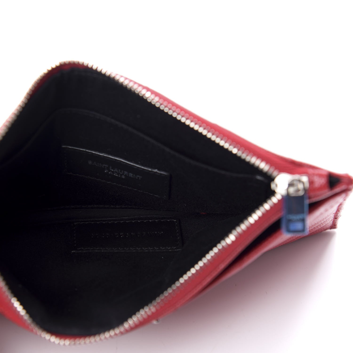Saint Laurent Grain De Poudre Chevron Monogram Bill Pouch Rouge Eros 5 of 8