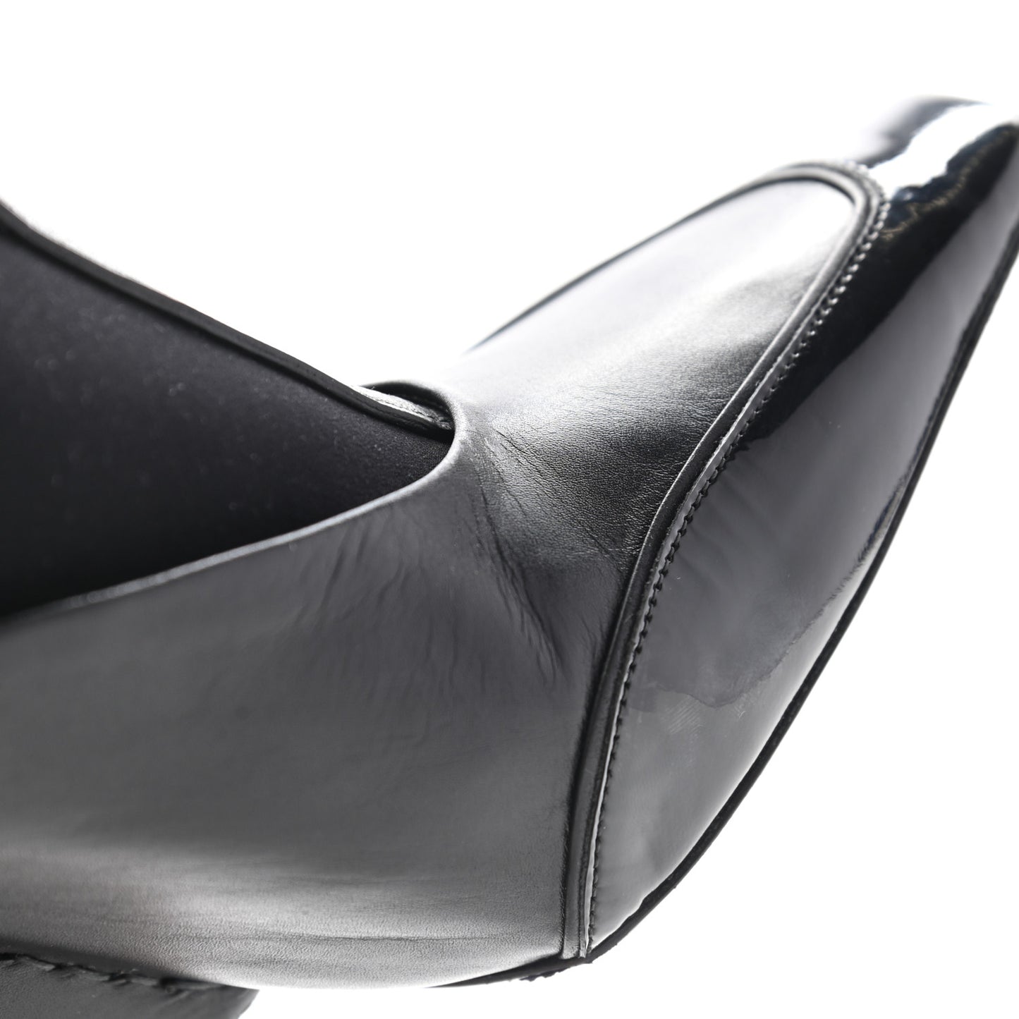 Neoprene Patent Calfskin Scuba Wedge Ankle Boots 38.5 Black