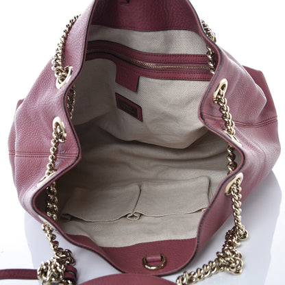 Gucci Pebbled Calfskin Medium Soho Chain Shoulder Bag Peonia Flower 5 of 13