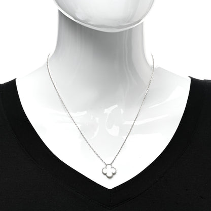 Van Cleef & Arpels 18K White Gold Mother Of Pearl Vintage Alhambra Pendant Necklace 2 of 5