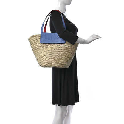 Christian Louboutin Woven Straw Loubishore Tote Blue 2 of 10