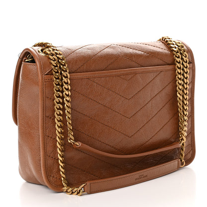 Saint Laurent Crinkled Calfskin Matelasse Monogram Medium Niki Chain Satchel Caramel 3 of 9