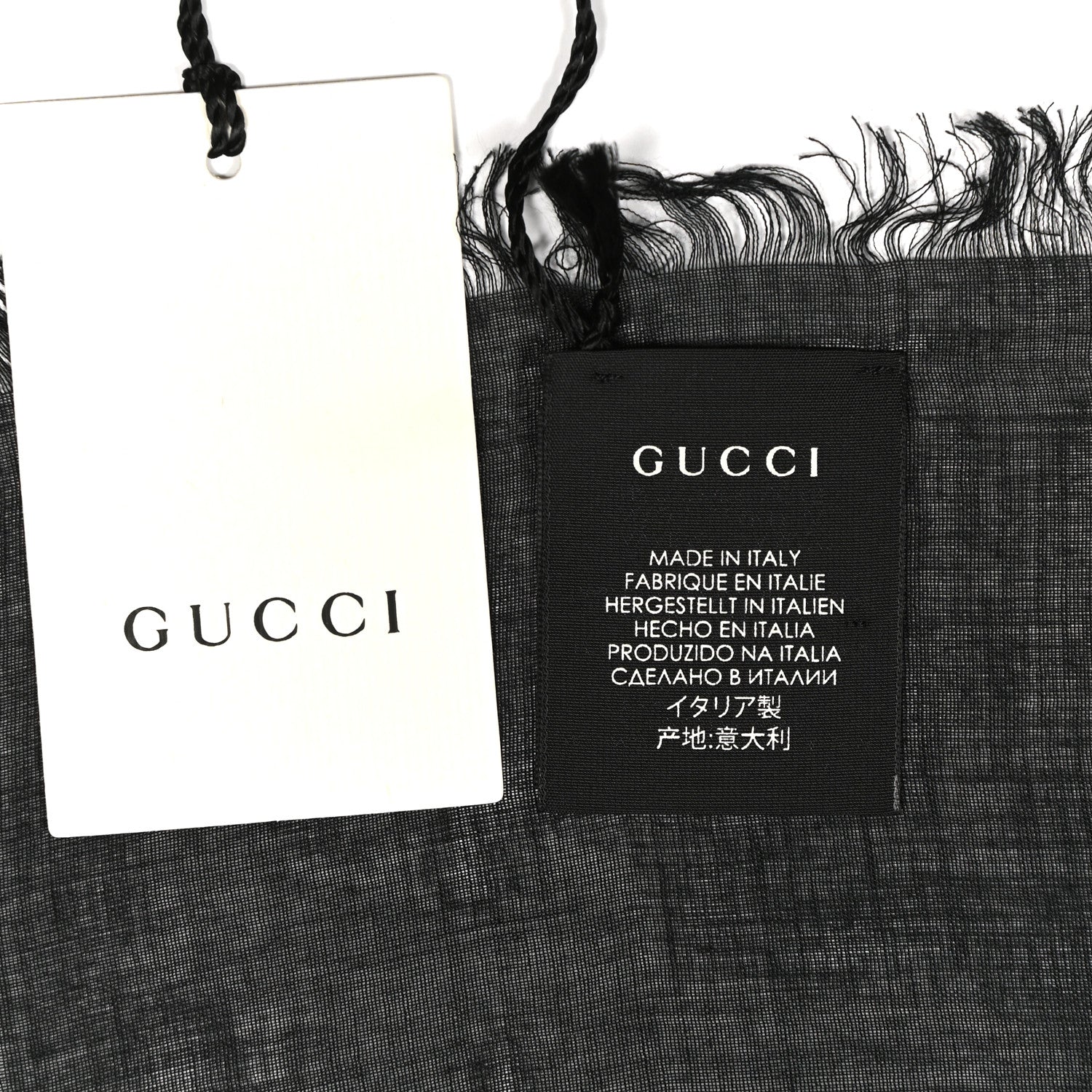 Gucci Modal Silk Coco Capitan Logo Square Scarf Black 3 of 4
