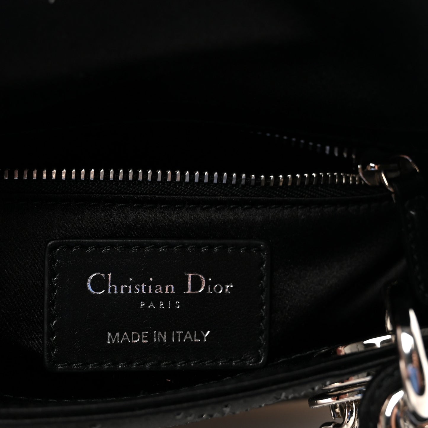 Satin Crystal Cannage Mini Lady Dior Black