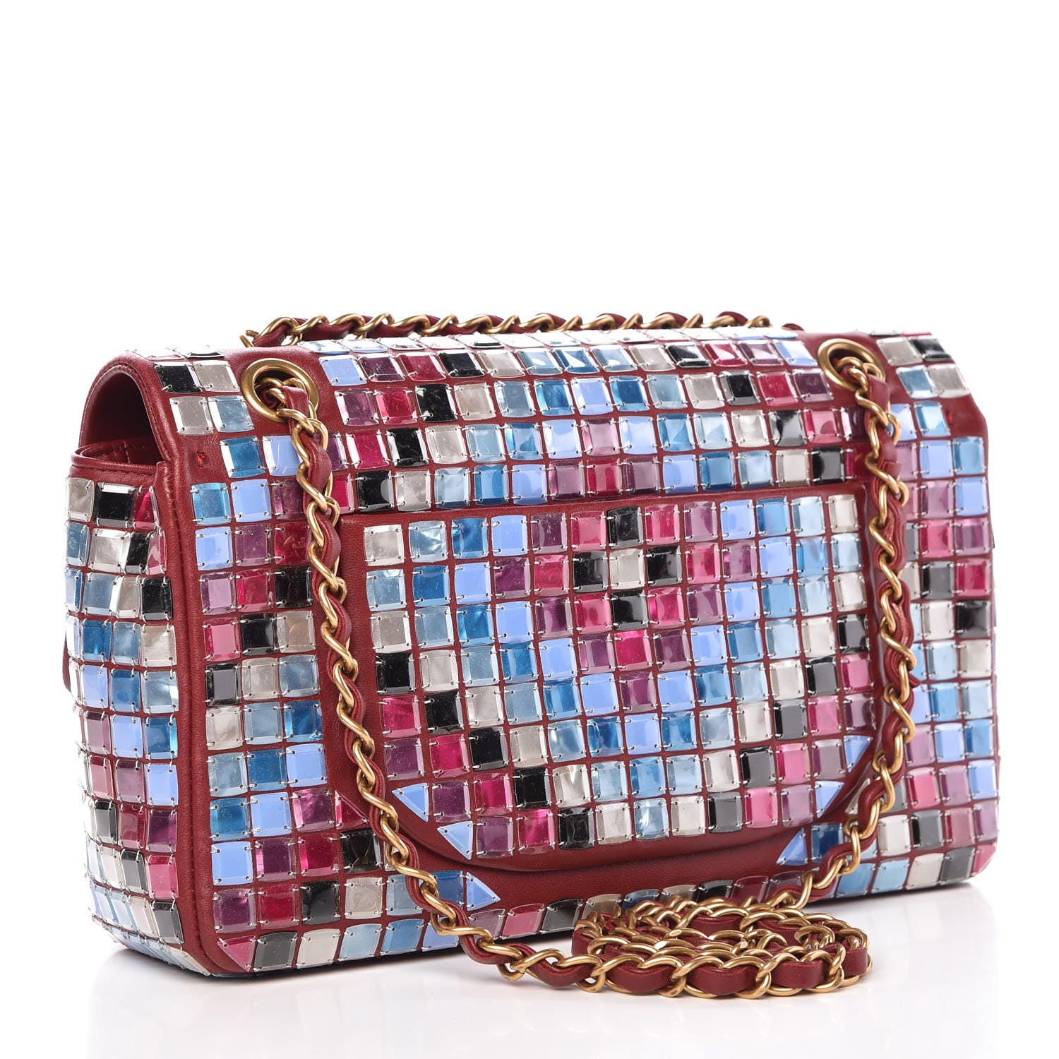 Chanel Lambskin Mosaic Medium Flap Red Multicolor 4 of 14