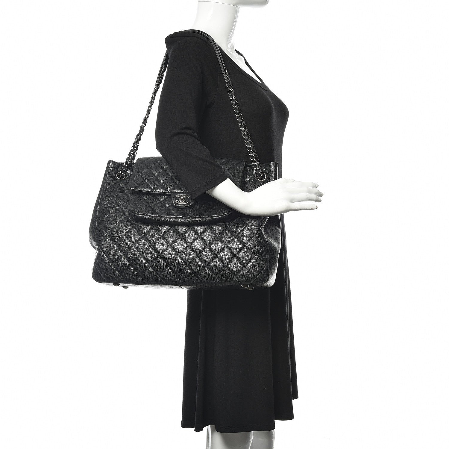 Chanel Caviar Quilted Flap Tote Black 2 of 14