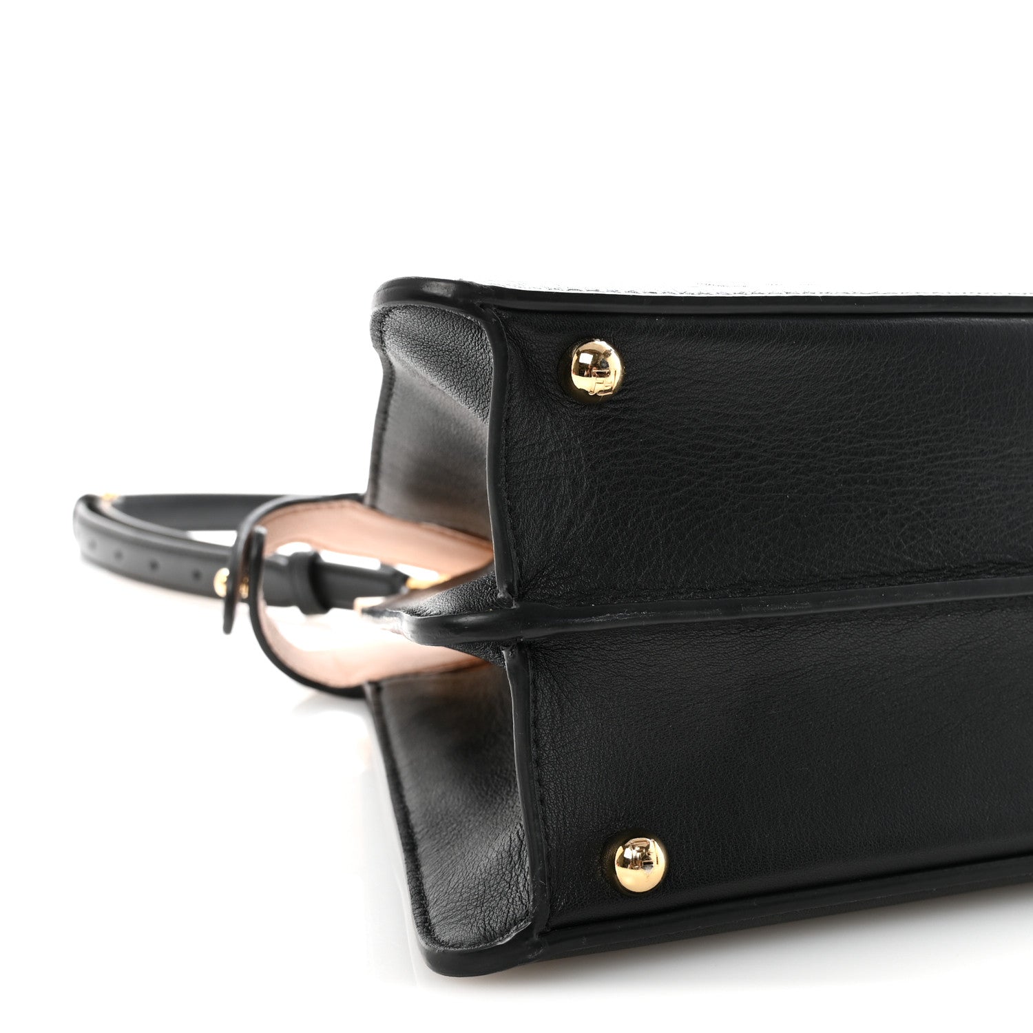 Fendi Vitello Seta Shiny Nappa Medium Peekaboo I SEE U Satchel Black Light Rose 8 of 9