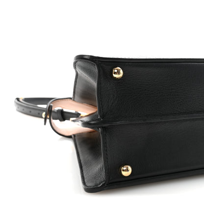 Fendi Vitello Seta Shiny Nappa Medium Peekaboo I SEE U Satchel Black Light Rose 8 of 9