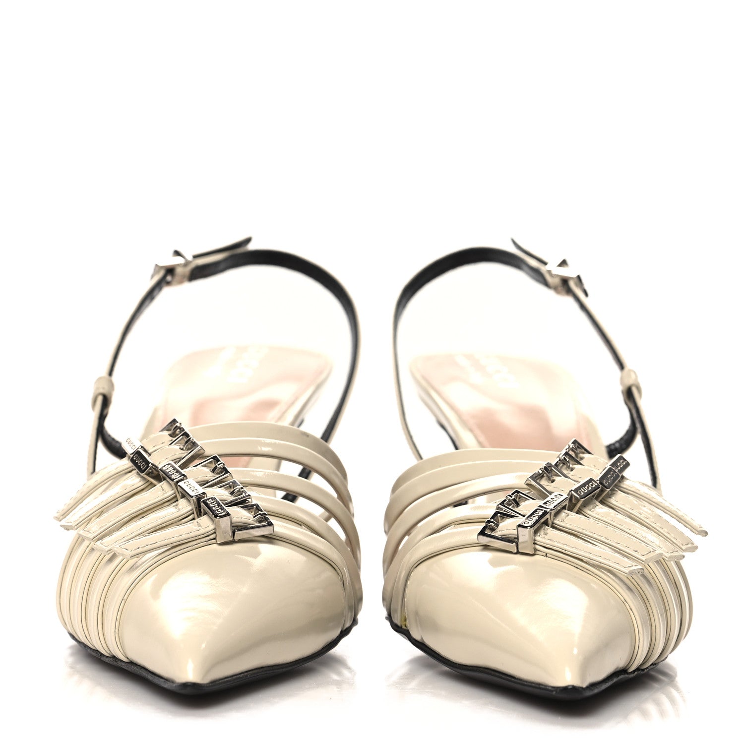 Gucci Patent Regents Slingback Pumps 37.5 New Ivoire 3 of 10