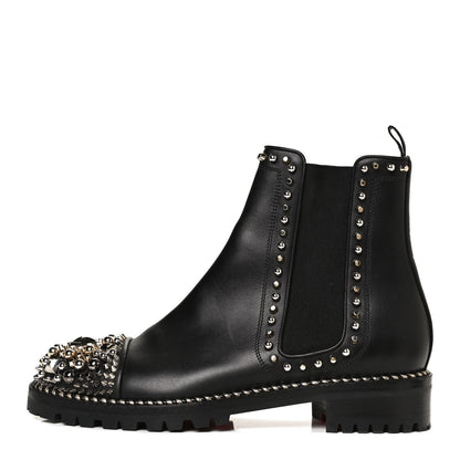 Christian Louboutin Calfskin Studded Chasse A Clou Flat Chelsea Boots 41 Black 1 of 11