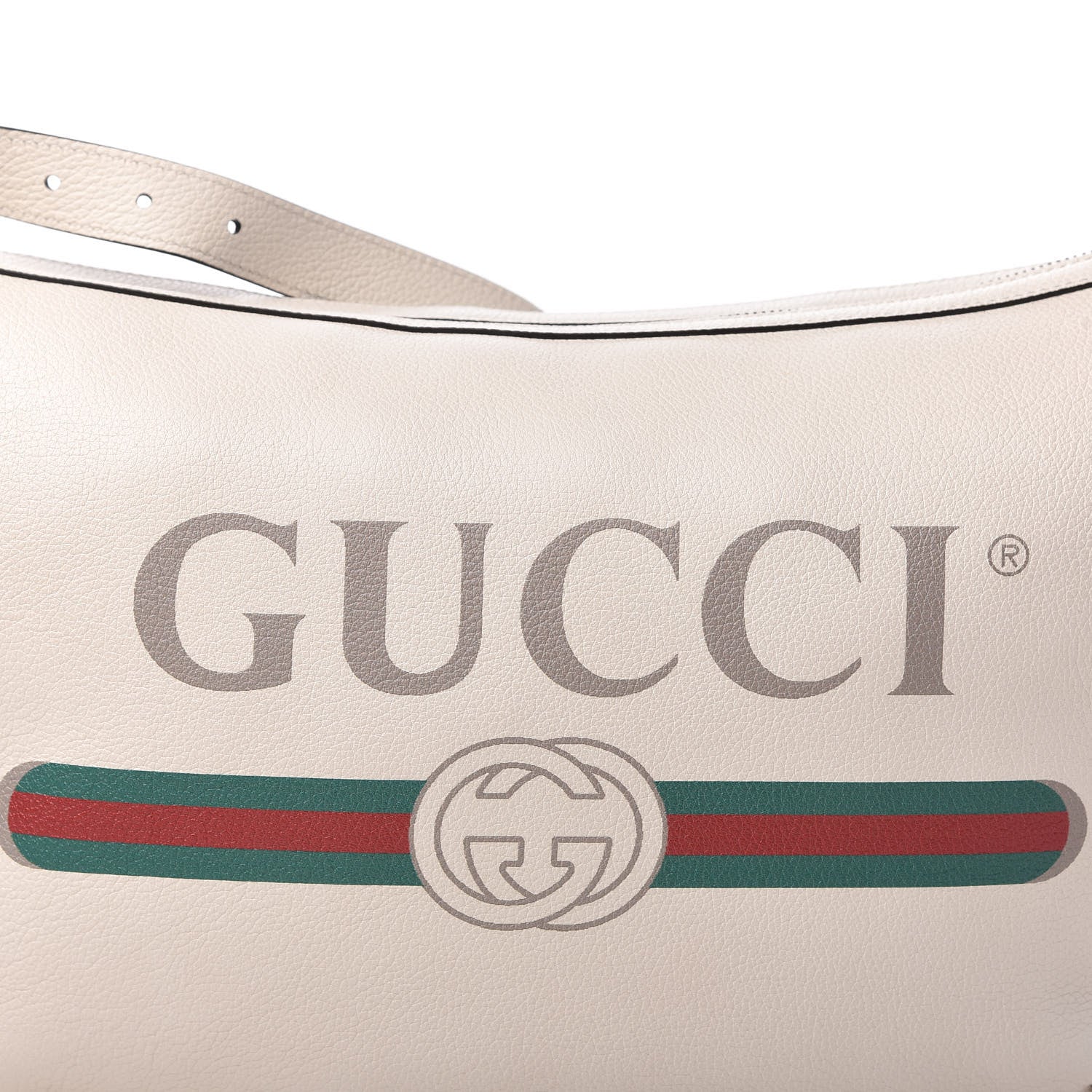 Gucci Grained Calfskin Logo Half Moon Hobo White 10 of 10
