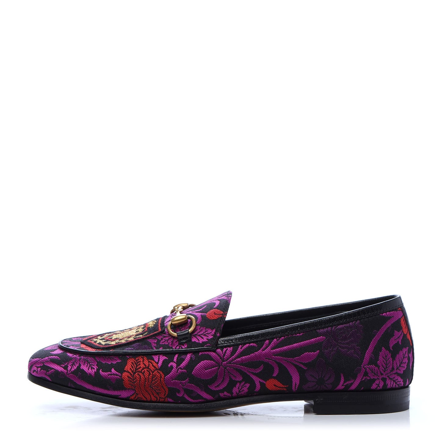 Floral Jacquard Womens Horsebit Jordaan Loafers 37 Black Begonia