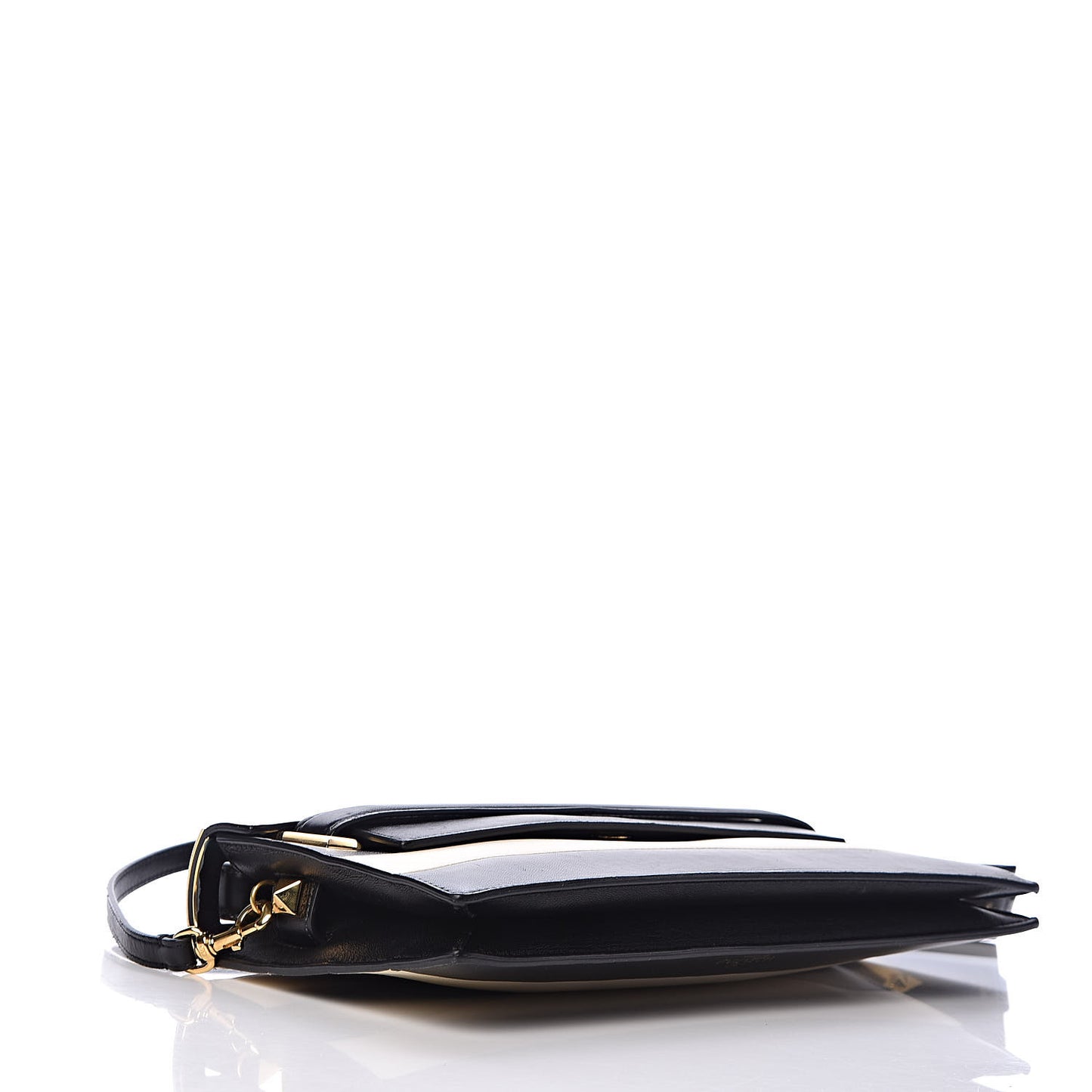 Nappa Striped My Rockstud Clutch Black Light Ivory