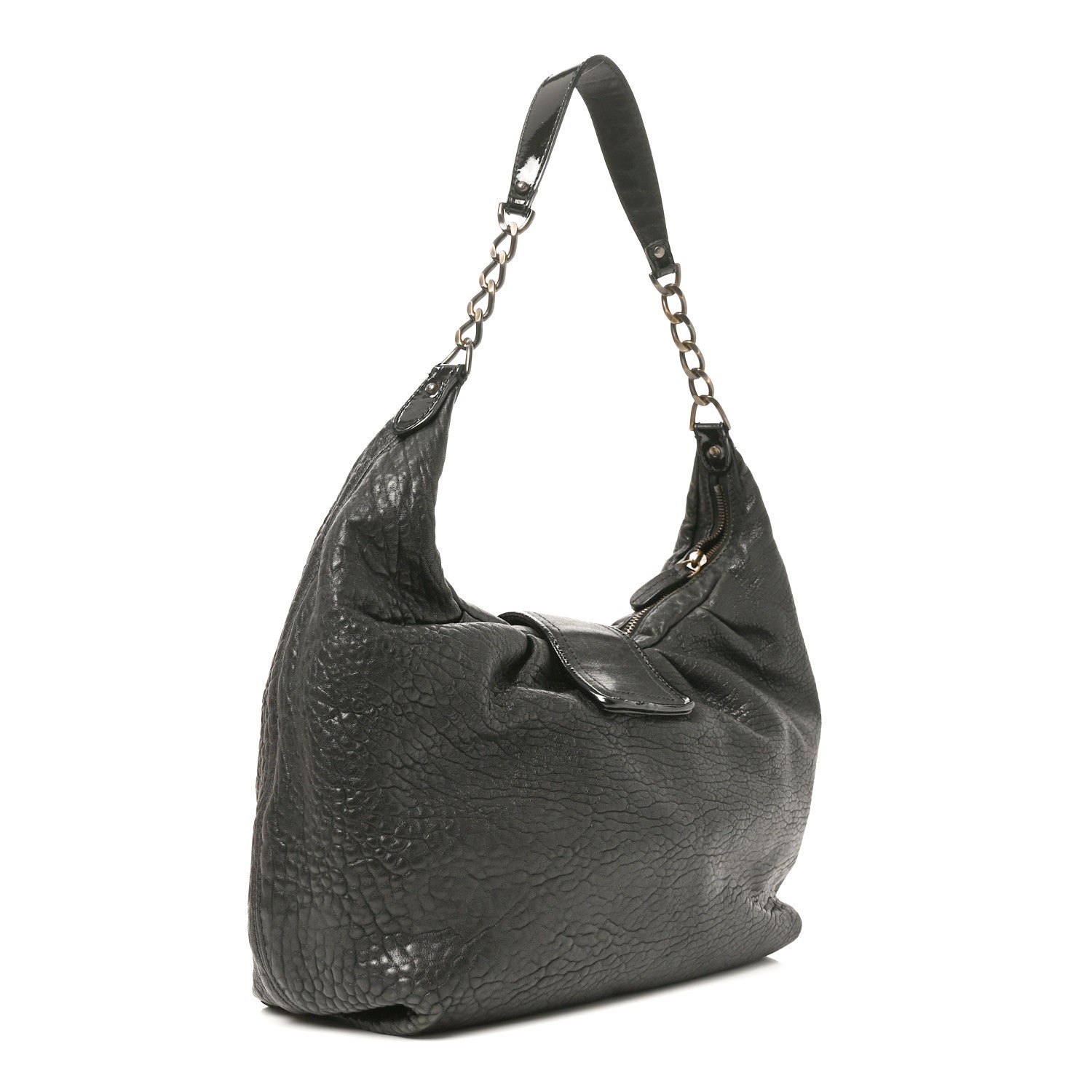 Fendi Nappa Patent B Buckle Hobo Black 3 of 11