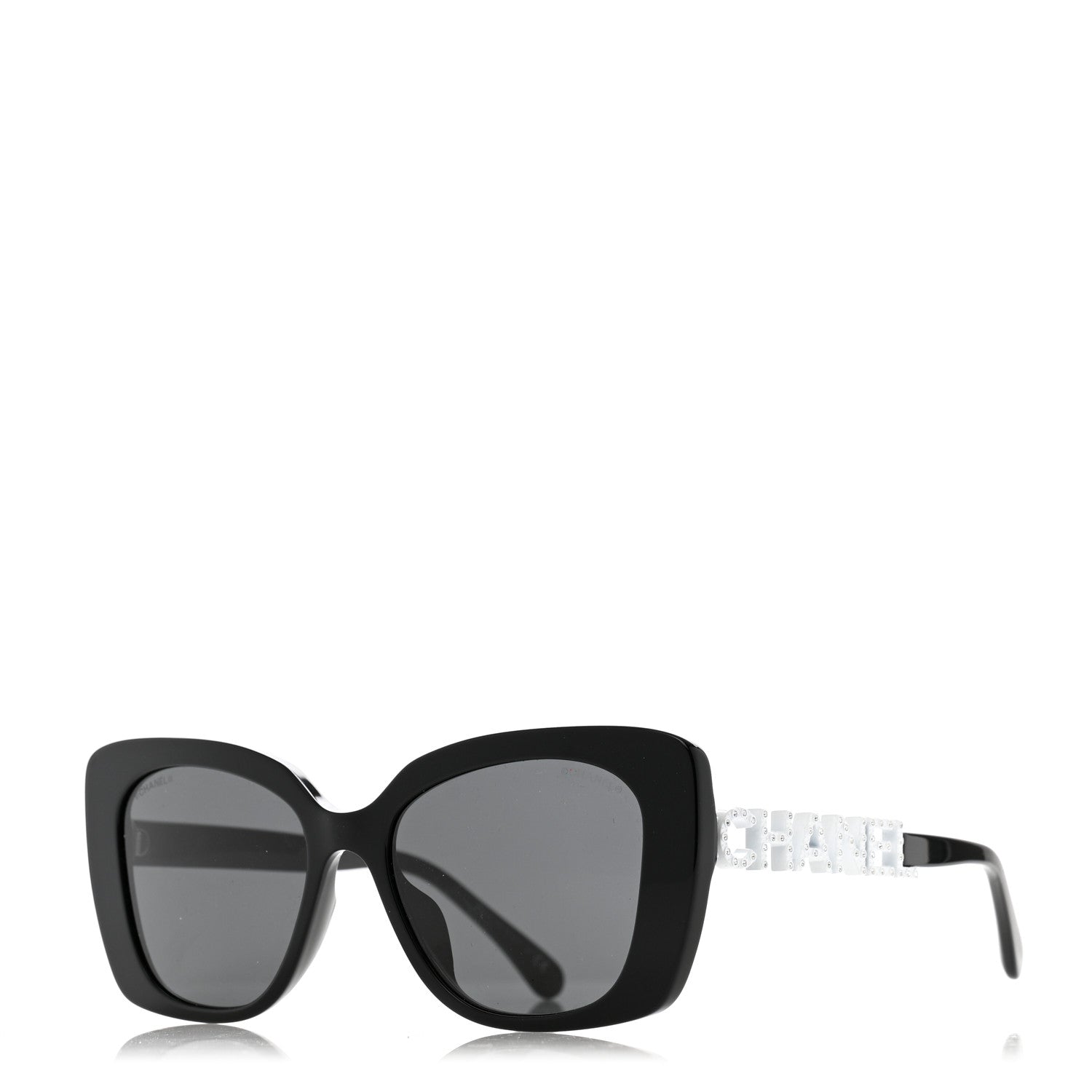 Chanel Acetate Strass Square Sunglasses 5422-B-A Black White 1 of 8