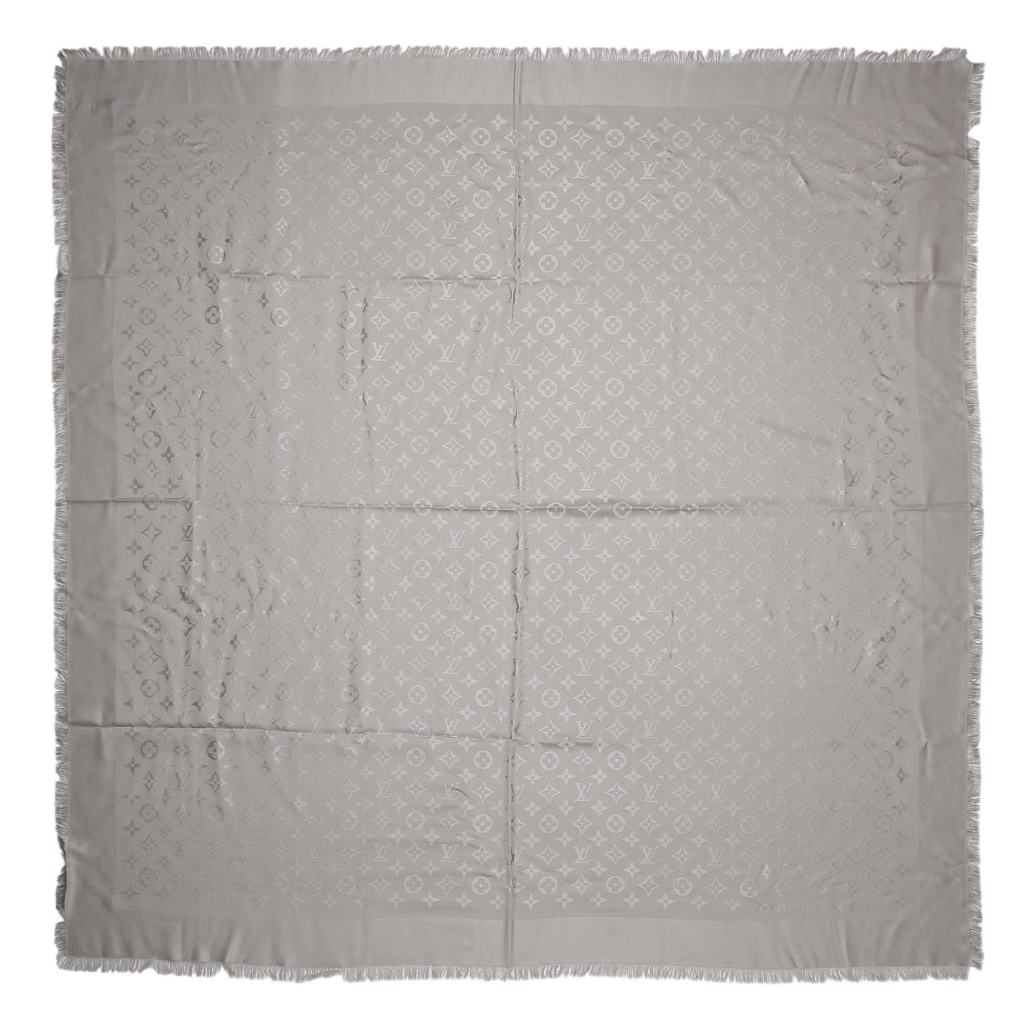 Louis Vuitton Wool Silk Monogram Shawl Greige 1 of 4