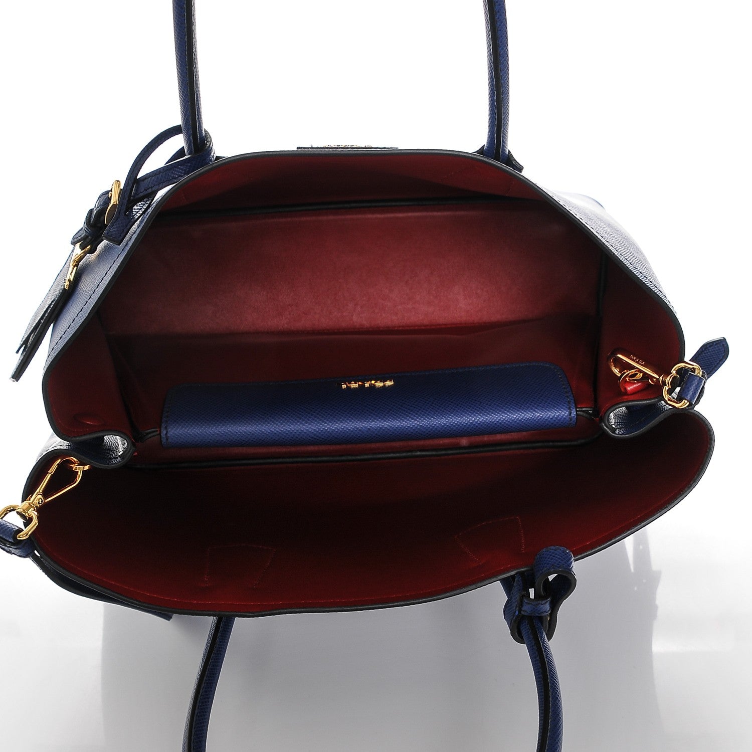 Prada Saffiano Cuir Large Double Bag Inchiostro Fuoco 5 of 6