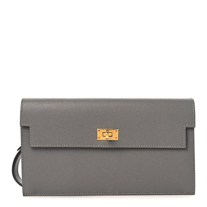Hermes Madame Calfskin Kelly Pocket Long Wallet Gris Meyer 1 of 10