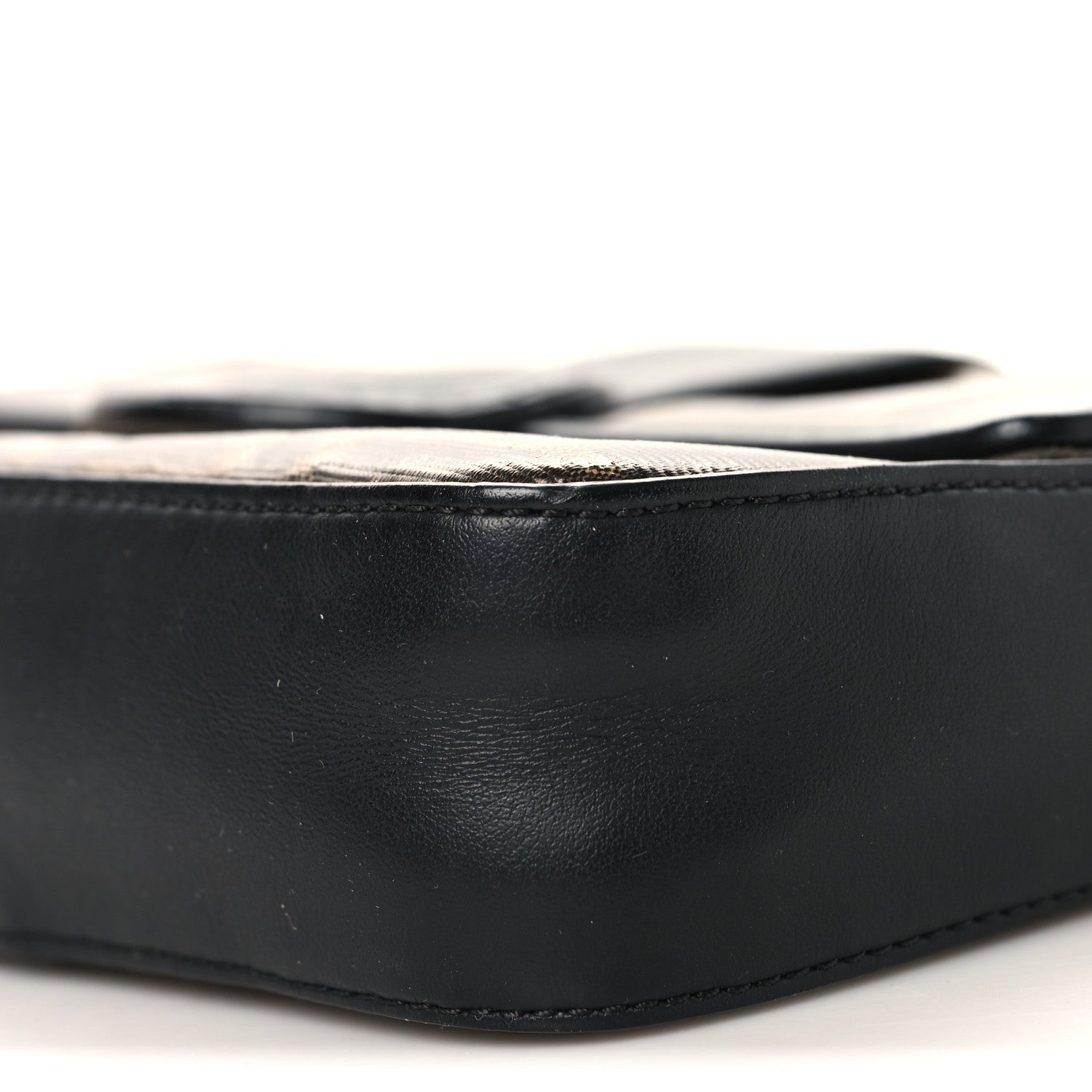 Fendi Glazed Fabric Vitello Century FF 1974 Stamp Patch Mini Double F Crossbody Bag Mogano Panna Black 10 of 12