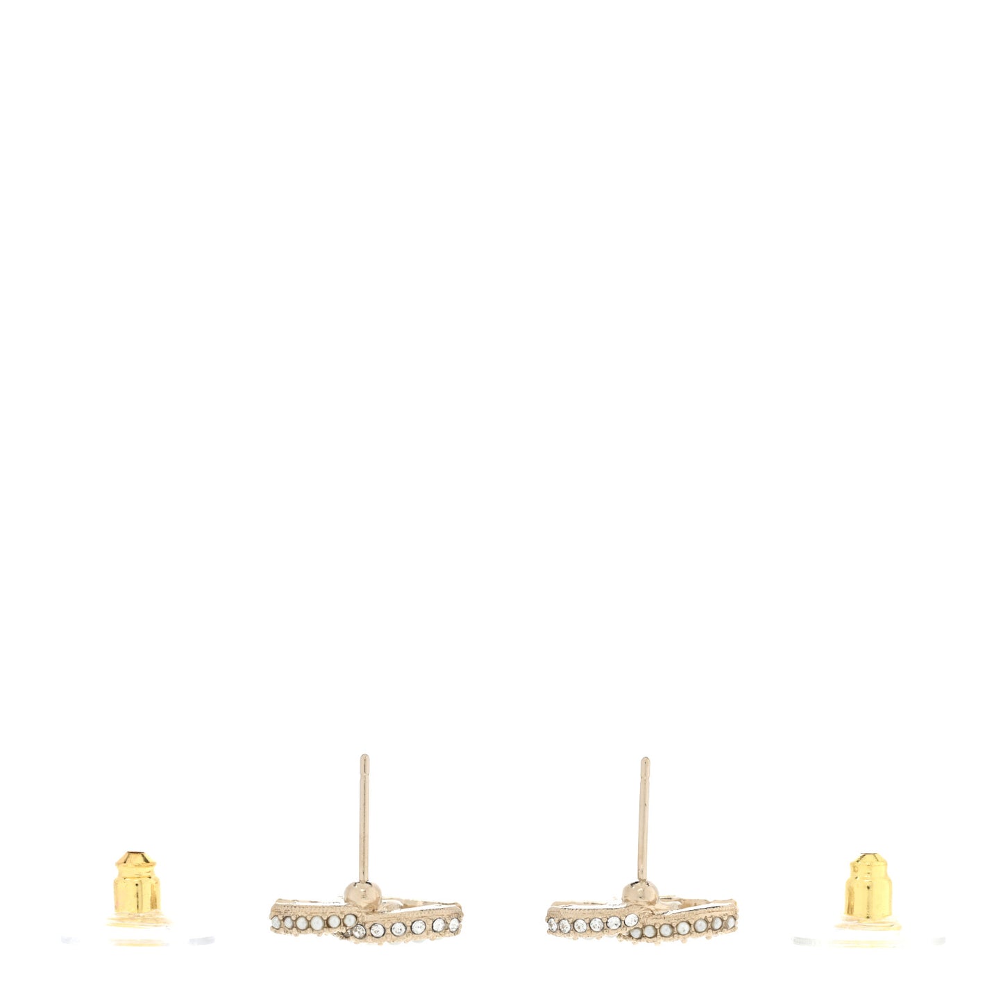 Crystal Pearl CC Earrings Gold