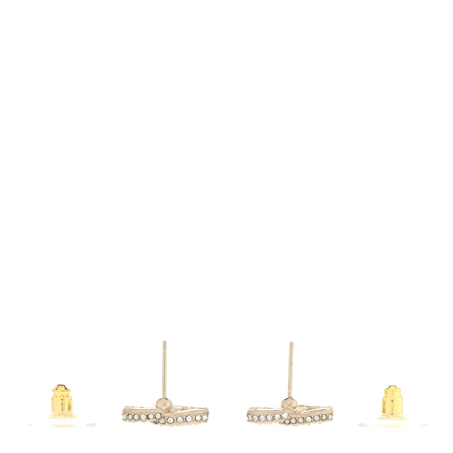 Chanel Crystal Pearl CC Earrings Gold 3 of 5