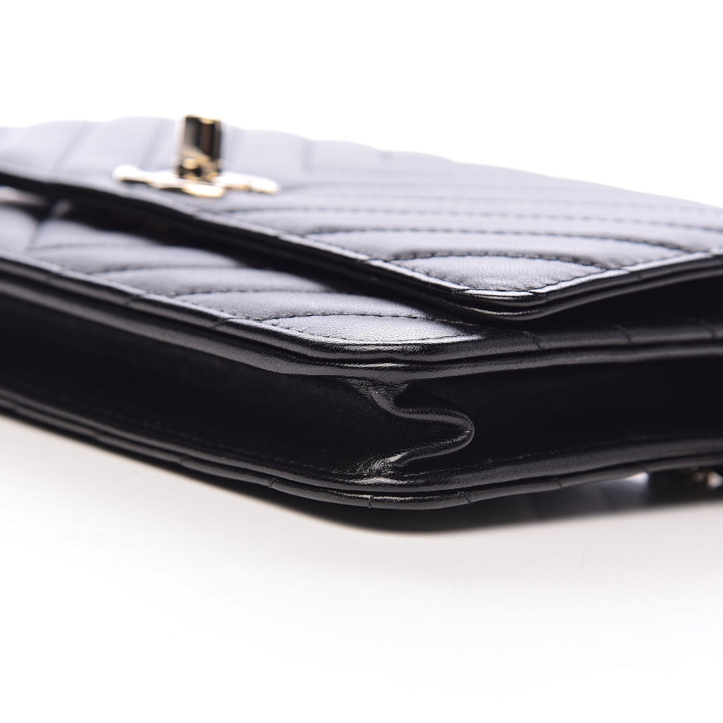 Lambskin Quilted Trendy CC Wallet On Chain WOC Black