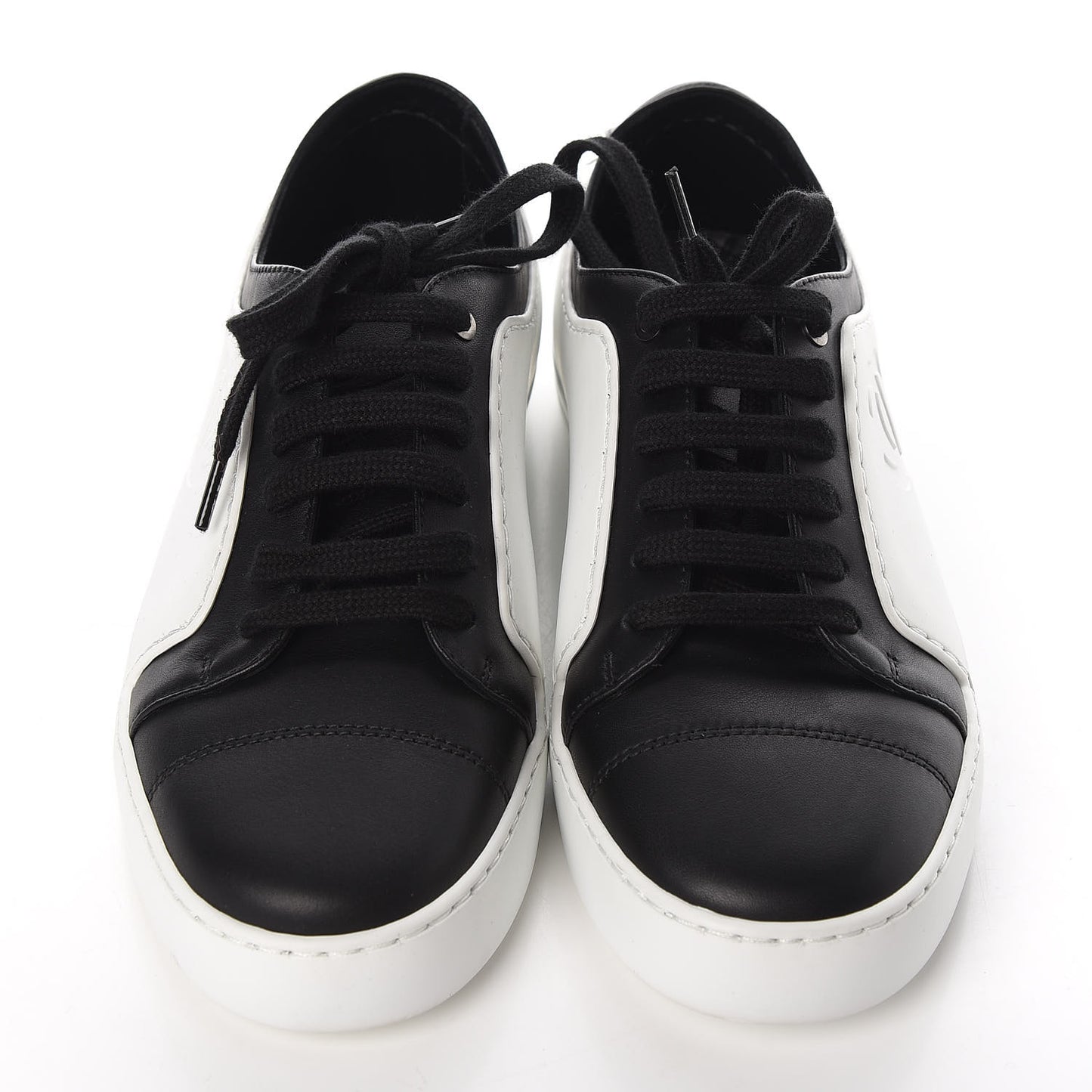 Calfskin Womens CC Sneakers 36.5 Black White