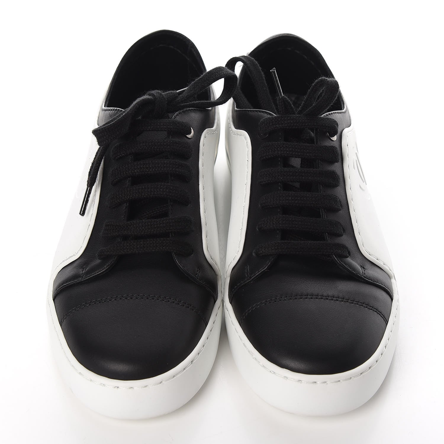 Chanel Calfskin Womens CC Sneakers 36.5 Black White 5 of 10