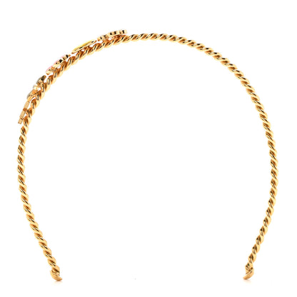 Louis Vuitton Brass Enamel Monogram Sweet Headband Gold 3 of 6