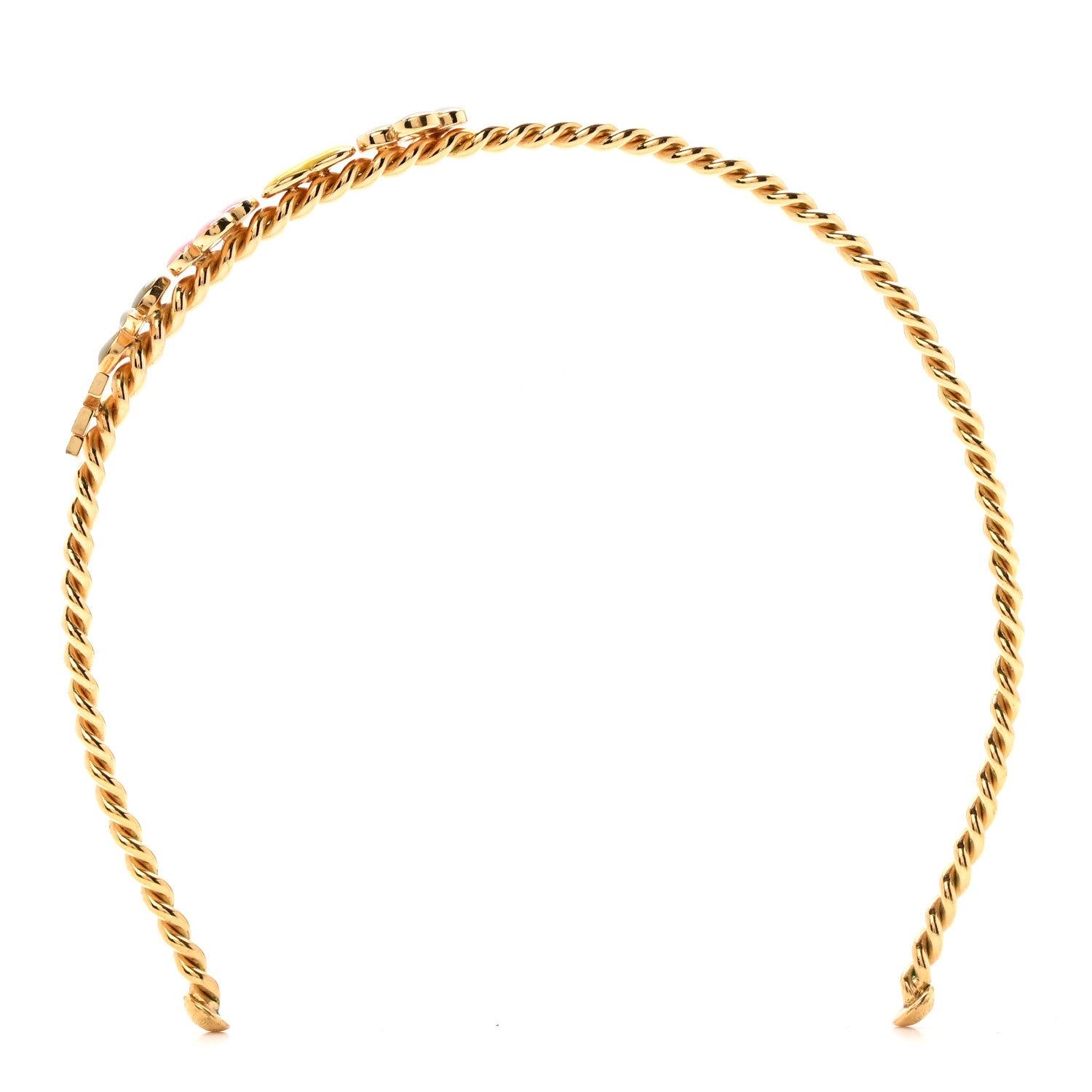 Louis Vuitton Brass Enamel Monogram Sweet Headband Gold 3 of 6