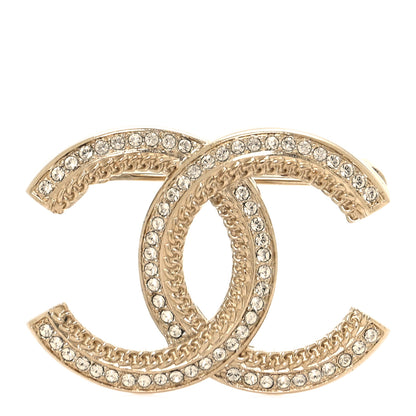 Chanel Crystal Chain CC Brooch Light Gold 1 of 4
