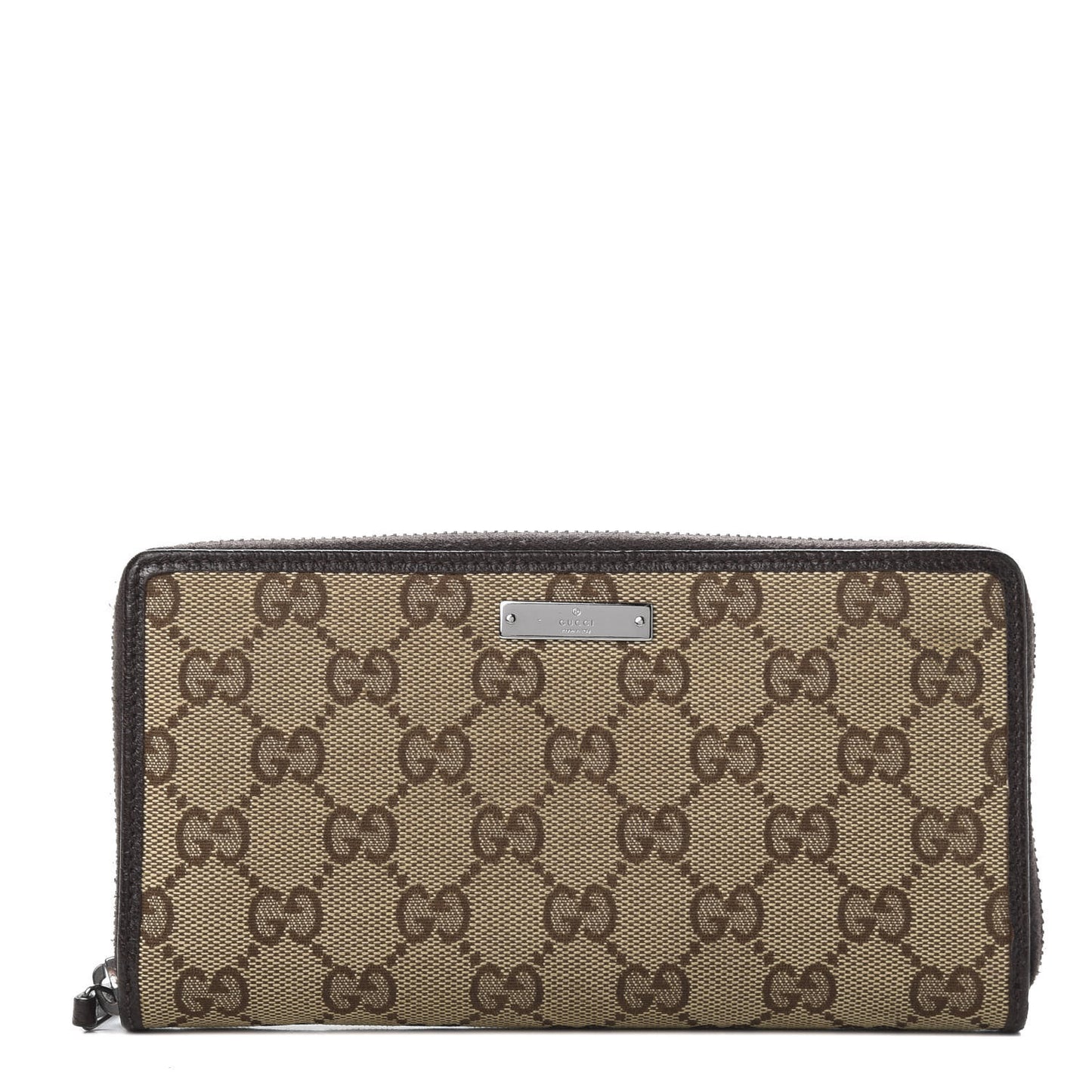Monogram Metal Bar Zip Around Wallet Dark Brown